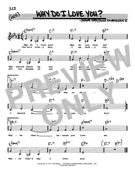 Why Do I Love You? (Low Voice) Sheet Music | Jerome Kern | Real Book – Melody, Lyrics & Chords