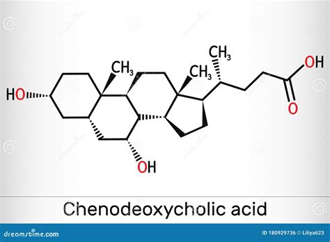 Chenodeoxycholic Acid Drug Molecule. 3D Rendering. Atoms Are ...