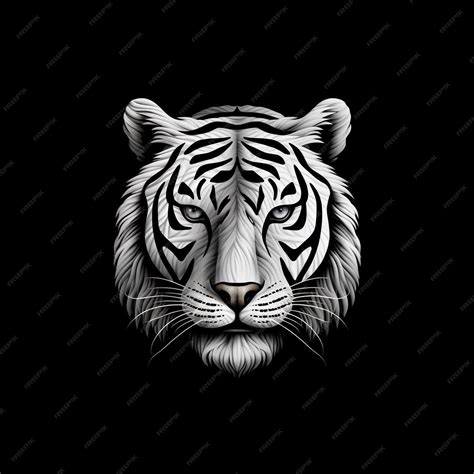 Premium AI Image | Tiger head face logo or icon in white on black background International Tiger ...