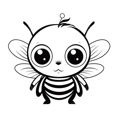 Tiny Cute Cartoon Bee Coloring Pages Art Outline Sketch Drawing Vector ...