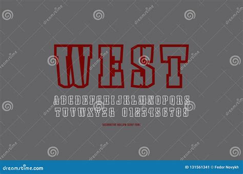 Stencil-plate Hollow Serif Font In The Western Style Stock Vector ...