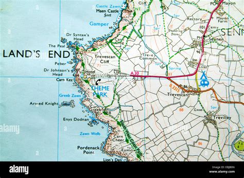 Ordnance Survey Map of Lands End, Cornwall, England Stock Photo - Alamy