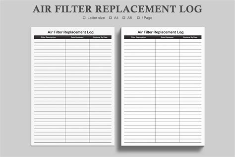 Filter Replacement Log,Air Filter Log Graphic by watercolortheme · Creative Fabrica