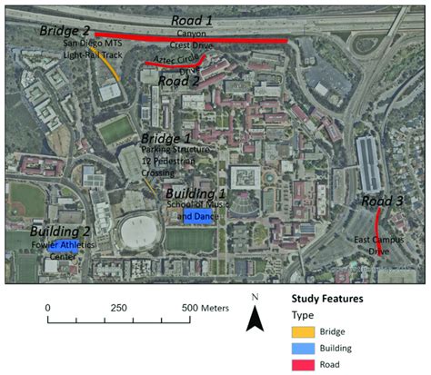 Image map showing the study sites within the San Diego State University ...