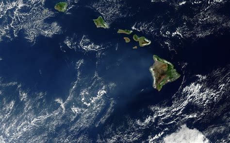 Download wallpapers Hawaii, islands, view from space, archipelago, USA, Earth, Pacific Ocean for ...