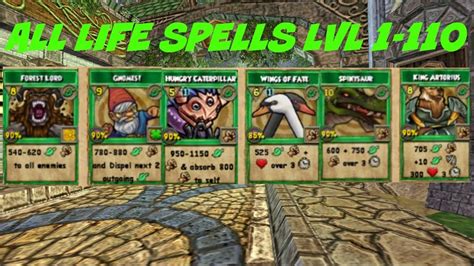 Wizard101: All Life Spells Level 1-110 - YouTube