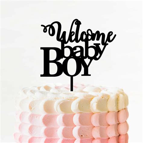 Welcome Baby Boy Cake Topper, Baby Shower For Boys, Gender Reveal Party ...