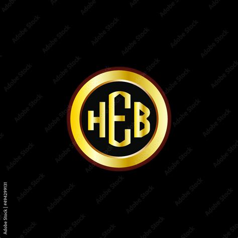 HEB letter circle logo design. HEB letter logo design with black background. HEB creative letter ...