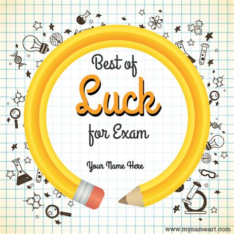 Write Name On Best Of Luck For Exam Greeting Card Image