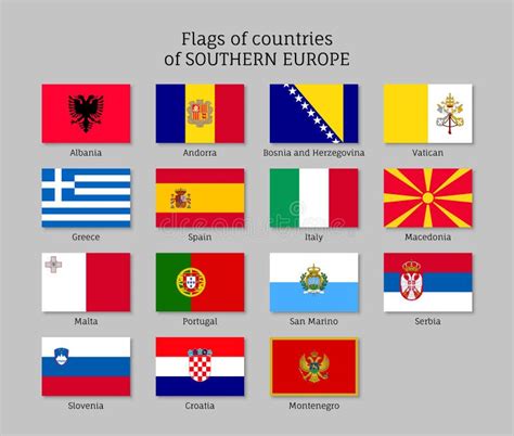 Flags of Southern Europe Countries Stock Vector - Illustration of pattern, grunge: 90427939