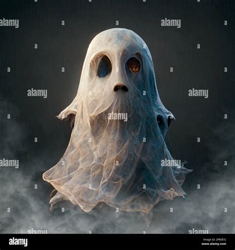 Cute funny scary ghost. Spooky boo character for Halloween. Digital illustration Stock Photo - Alamy