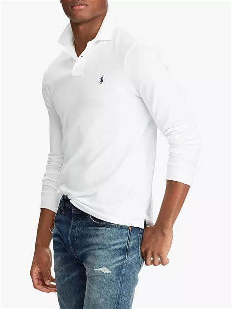 Polo Ralph Lauren Custom Slim Fit Long Sleeve Polo Shirt, White, XL