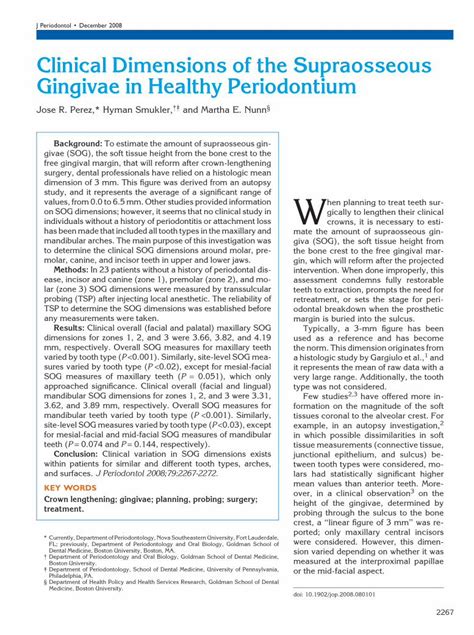 (PDF) Clinical Dimensions of the Supraosseous Gingivae in Healthy Periodontium - DOKUMEN.TIPS