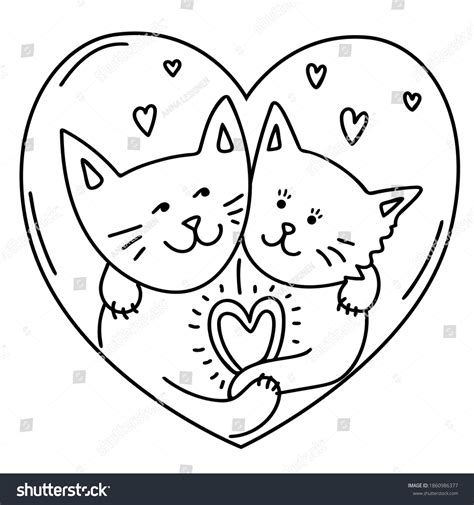 Hand Draw Cats Love Cute Cat Stock Vector (Royalty Free) 1860986377 | Shutterstock