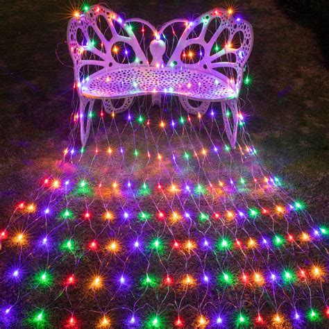 Christmas Net Lights Outdoor Fairy Mesh Net Lights Plug in, 96 LED 4.9ft x 4.9ft with 8 Modes ...