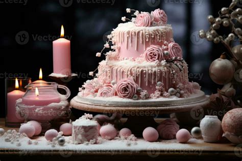 winter cake Wonderland pink theme 31591111 Stock Photo at Vecteezy