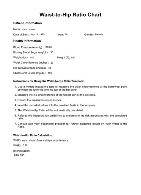 Waist to Hip Ratio Chart & Example | Free PDF Download