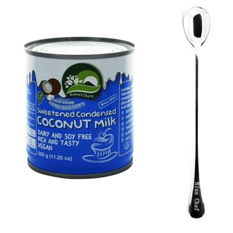 Nature's Charm Coconut Milk Sweetened Condensed (Pack of 6) + one NineChef Long Handle Spoon ...