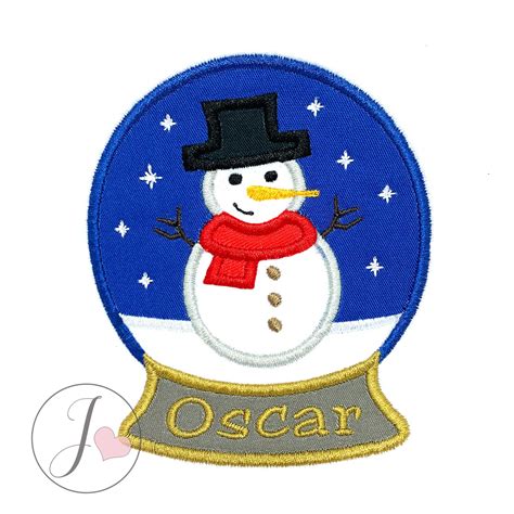 Snow Globe Snowman Applique Design