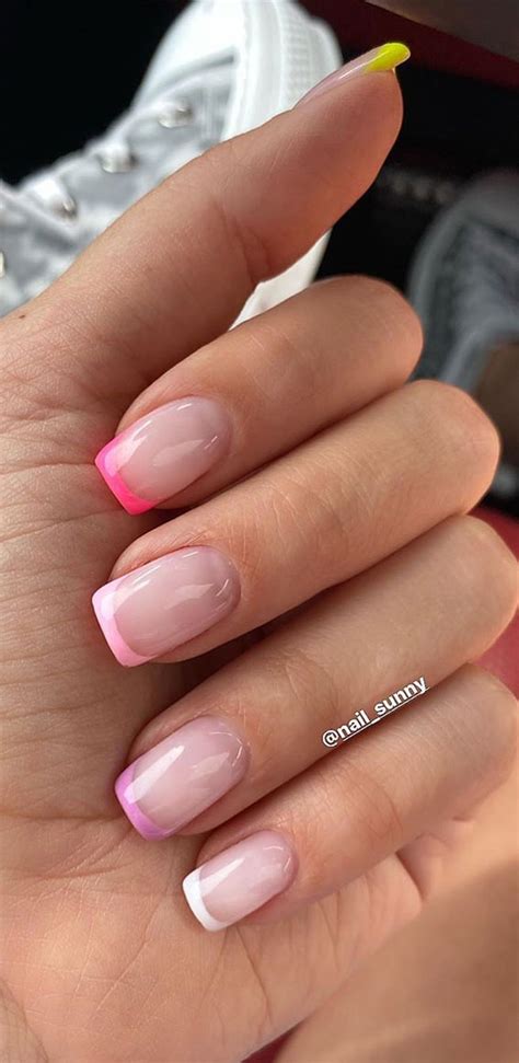 39 Chic Nail Design Ideas For Summer - Colored French Tips