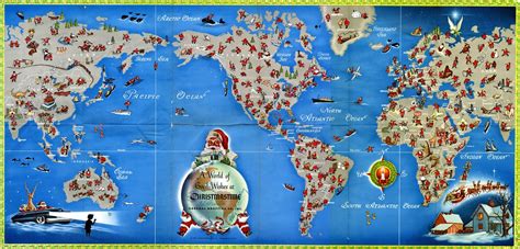 Santa map, 1955 | Map, World map printable, Retro map