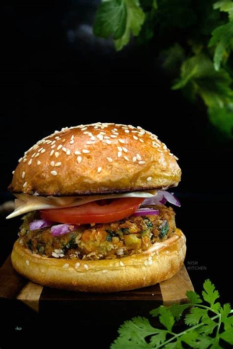 Aloo Tikki Burger | Spiced Potato Burger | Video - NISH KITCHEN