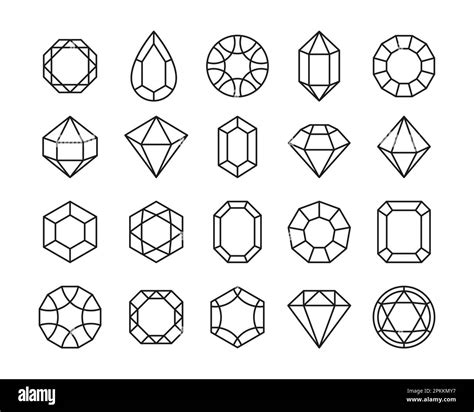 Line gemstones. Treasure diamonds and outlined precious stones, luxury jewelry geometric symbols ...