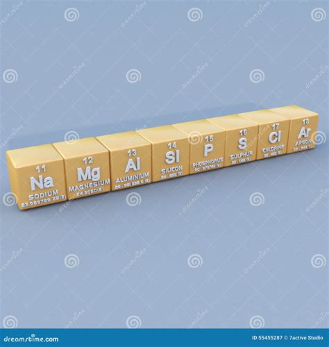 Periodic table 3rd period stock illustration. Illustration of black ...