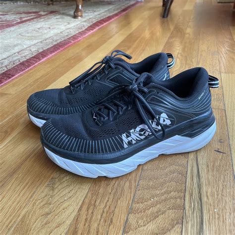 Hoka One One Women's Black and White Trainers | Depop