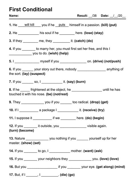 101 First Conditional PDF Worksheets with Answers - Grammarism