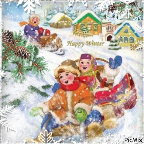 Kids Playing In Snow - Happy Winter Pictures, Photos, and Images for ...