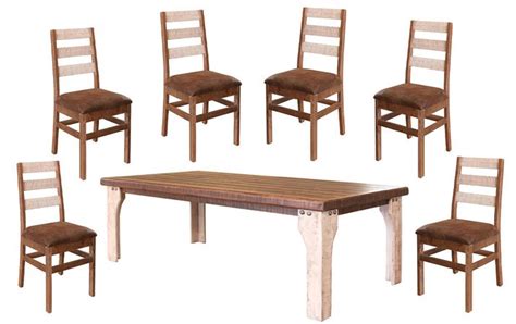 White Wash Rustic Dining Table Set, Rustic Dining Table Set