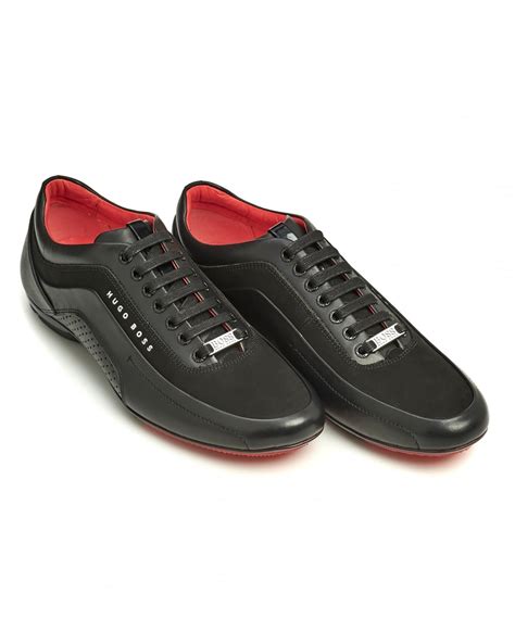 Hugo Boss Mens HB Racing Trainers, Black Perforated Sneakers