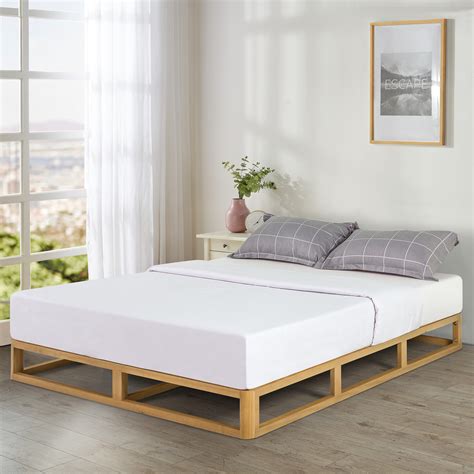 Zinus Industrial Pine Wood Bed Frame Low Bed Base Mattress Foundation - Natural 20cm - Double ...