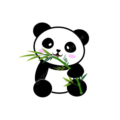 Panda Bamboo Vector Design Images, Cute Baby Panda Eating A Bamboo, Cute Panda, Panda, Panda ...