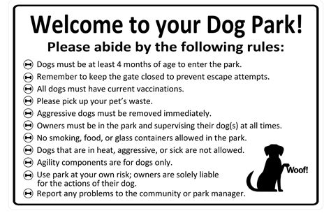 Standard Dog Park Rules Sign