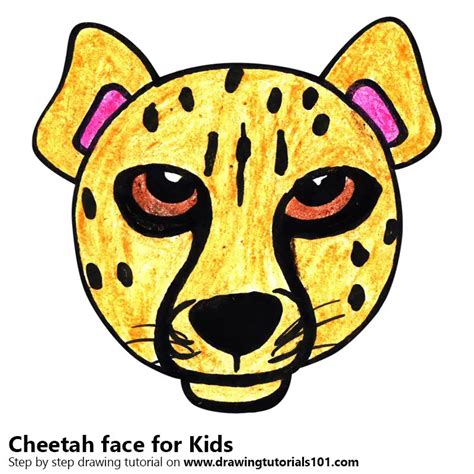 Learn How to Draw a Cheetah Face for Kids (Animal Faces for Kids) Step by Step : Drawing Tutorials