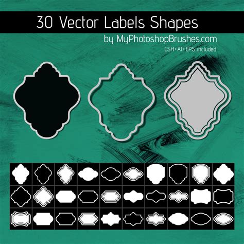 30 Label Shapes - Photoshop custom shapes