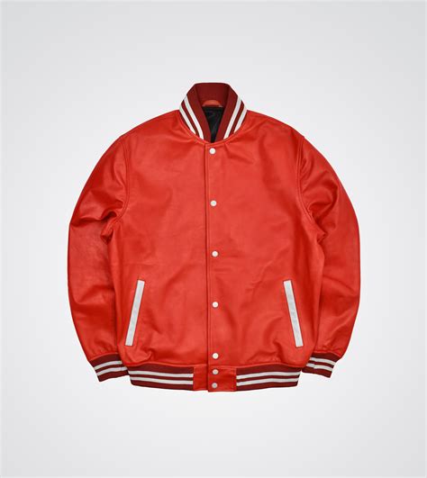 Red Leather Varsity Jacket - Customware