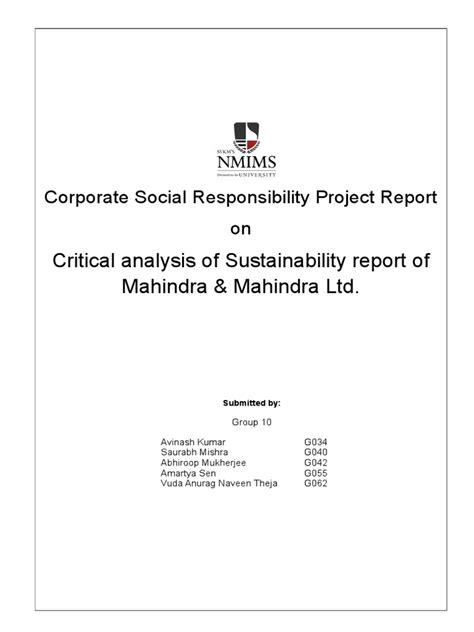 CSR of Mahindra and Mahindra LTD | PDF | Corporate Social Responsibility | Sustainability