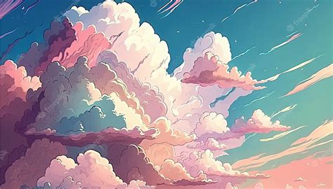 Premium Photo | Cartoon pastel color clouds generative ai