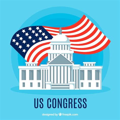 Free Vector | Us congress building with flat design