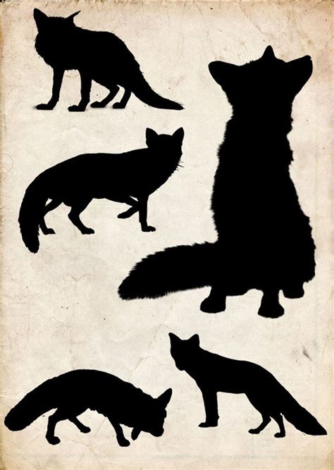 Fox Silhouette Clip Art ,6 Png Clipart , Instant Download, Clip Art - Etsy Norway | Siluetas ...