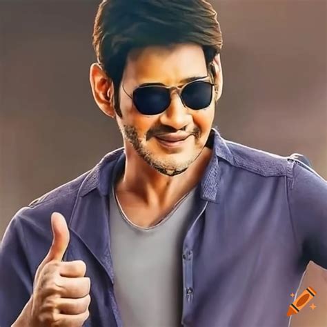 Mahesh babu giving a thumbs up with a drink