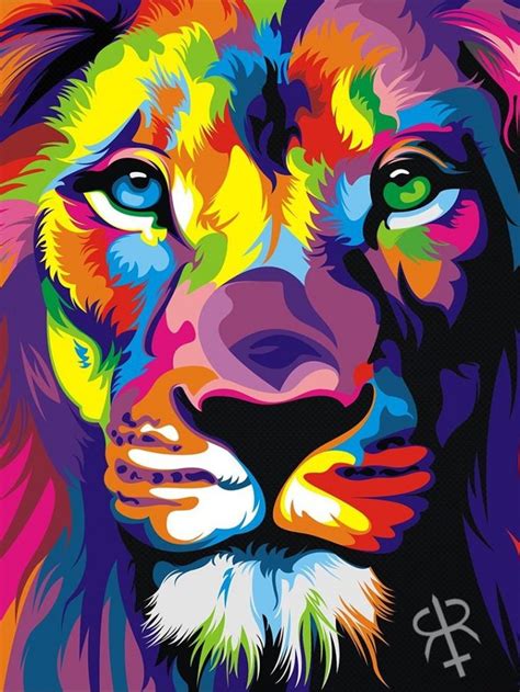 Rainbow Lion | Ideias para pintura, Arte pop, Pintura animal