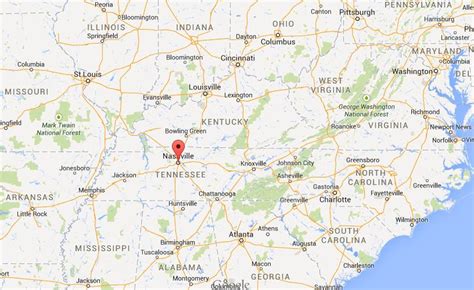 Where is Nashville on map Tennessee