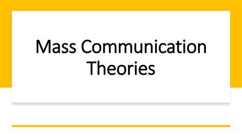 SOLUTION: Mass communication theories - Studypool