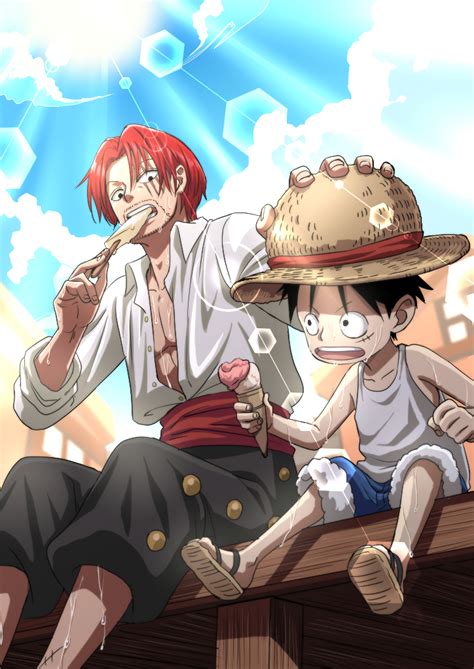 monkey d. luffy and shanks (one piece) drawn by musasabiop | Danbooru