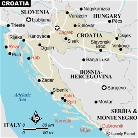 Croatia map EUROPE - Country map of Croatia