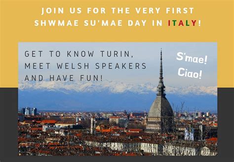 Celebrating 'Shwmae Su'mae Day 2019' in Turin, Italy - We Learn Welsh